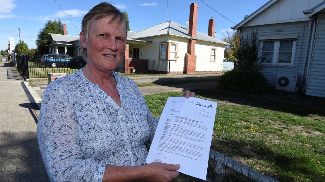 Denise Knight in front of the Jenkins Row homes in Sebastopol. Picture: Lachlan Bence 