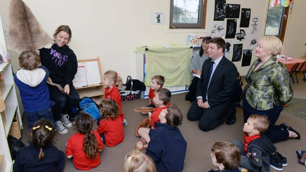 Opposition Education spokesman Tim Smith with Ripon MP Louise Staley at Miners Rest Primary School. Picture: Kate Healy 