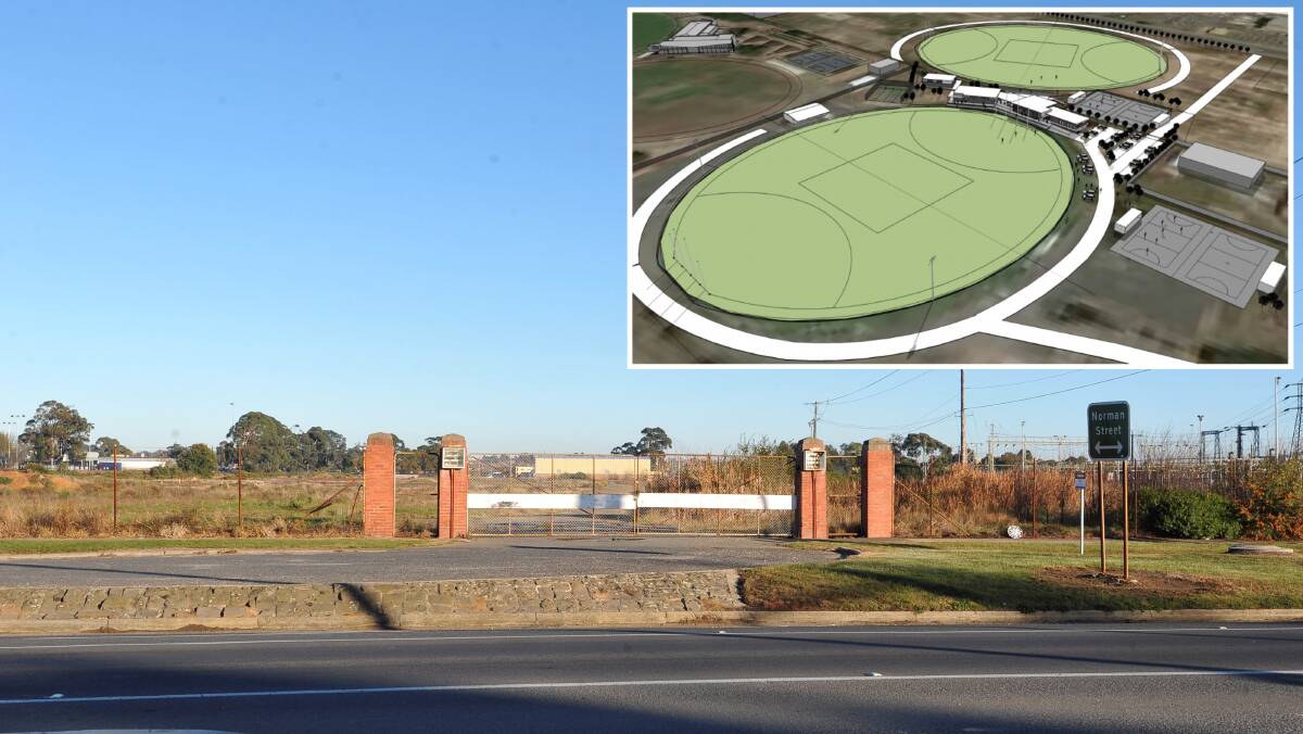 Transformation: Plans drawn up for the North Ballarat Sports Club propose developing a second football oval on the John Valves site, which sits on the corner of Creswick Road and Norman Street. Pictures: Morton Dunn Architects 