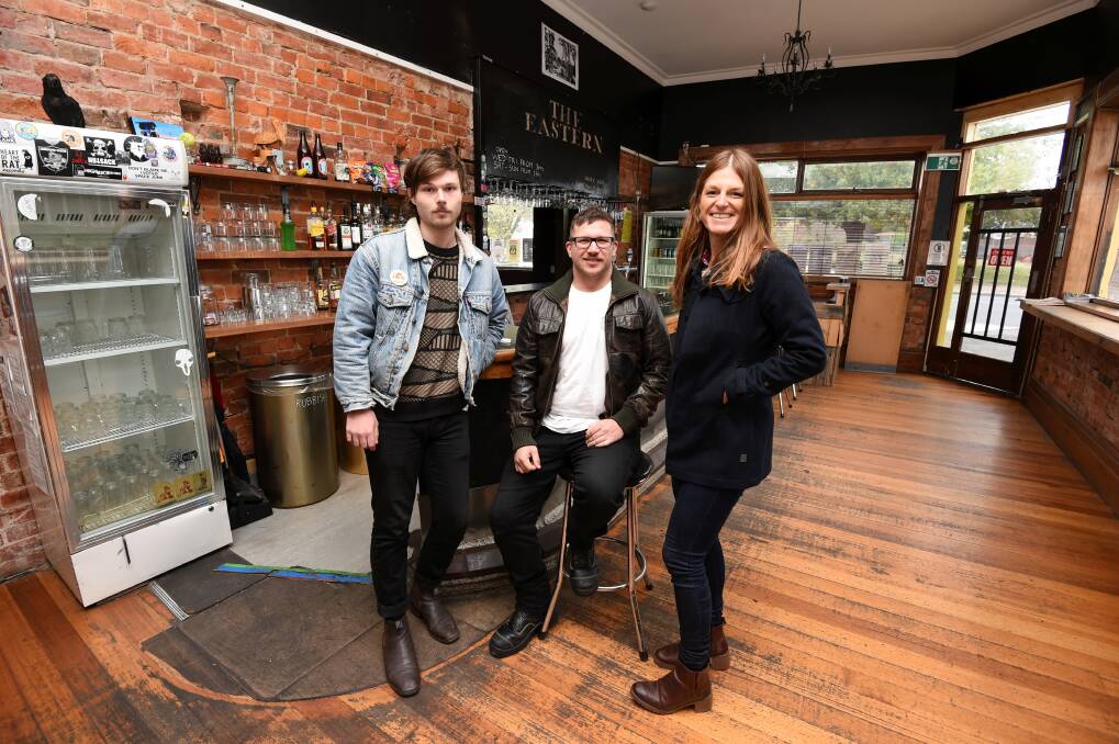 LIVE: Ballarat event coordinators James Donovan and Adam Connally, and project manager Sarah Deborre talk music. Picture: Lachlan Bence 