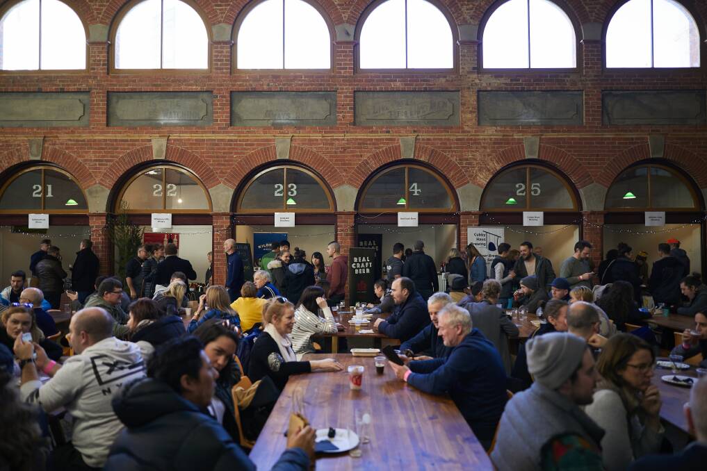 Beer for the people: Hundreds of people turned out for the Ballarat Brew Fest on Saturday despite the cold conditions.  Picture: Luka Kauzlaric. 