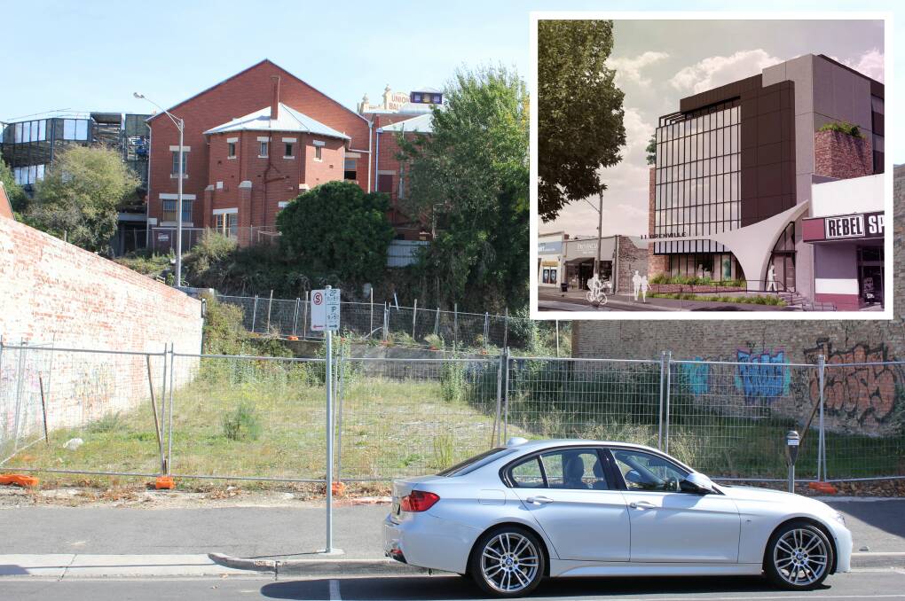 New life: A planning application has been lodged to turn the former Plaster Fun House site into a five-storey office building to house public servants. 
