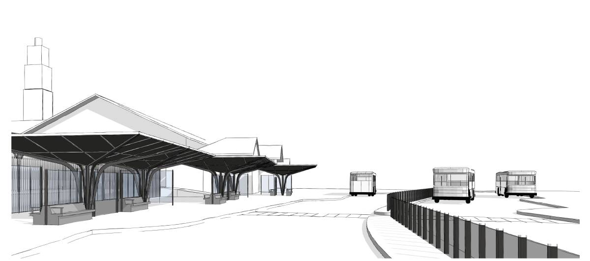 New Look: an artist's impression of the new bus interchange looking west towards Lydiard Street. 