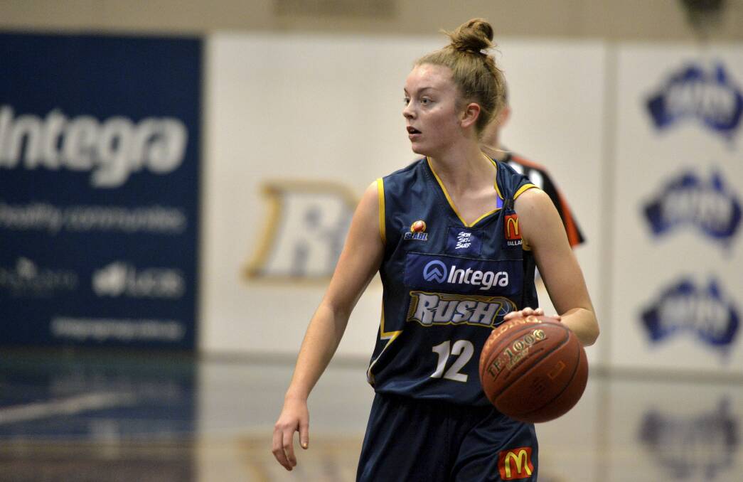 Big contribution: Abbey Wehrung managed five rebounds, six assists and 16 points in the Rush's loss to the Frankston Lady Blues.  Picture: Dylan Burns.  