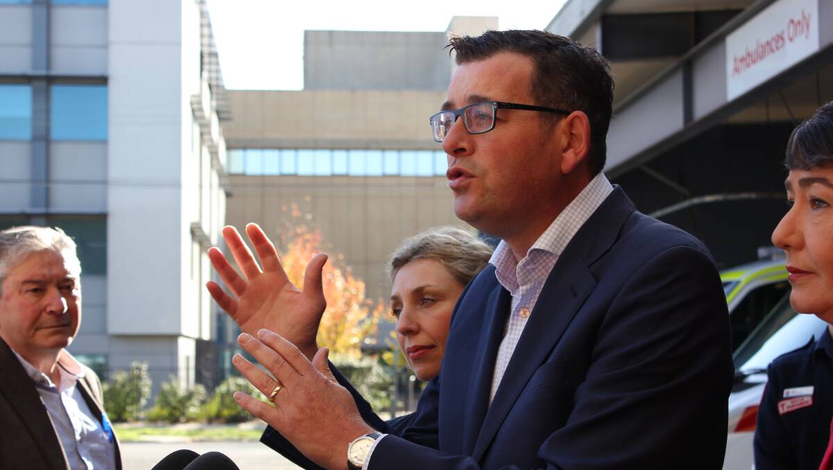 Premier Daniel Andrews speaking in Ballarat on Friday. Picture: Ashleigh McMillan 