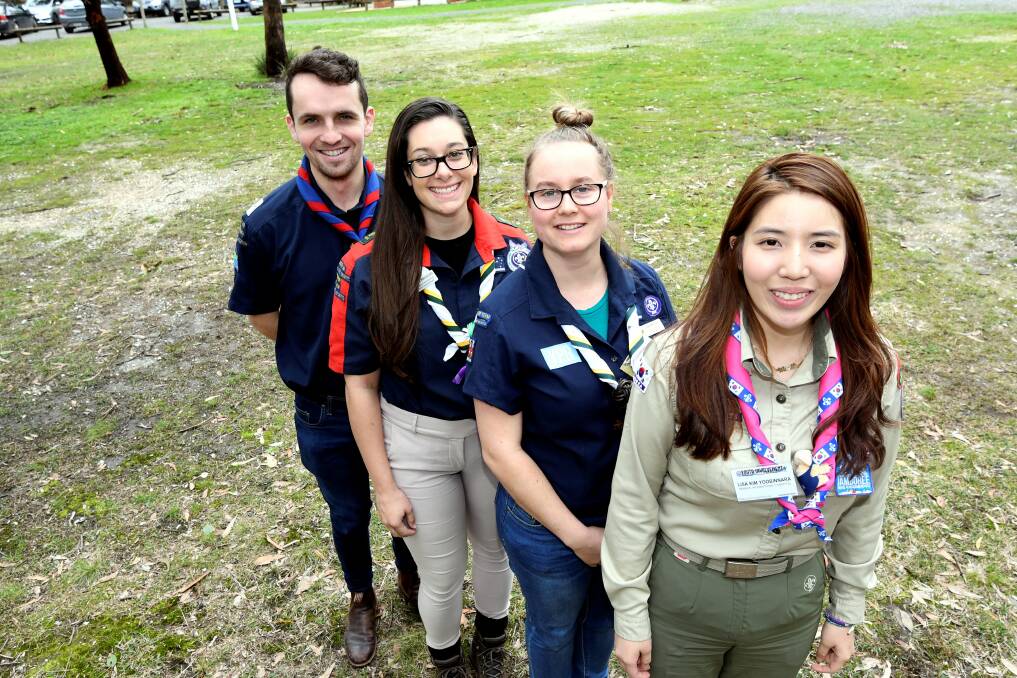 Empowering youth: Young Scout leaders James Carfax-Foster, Elodie Prinsloo, Clair Udy and Lisa Kim at Pax Hill Scout Hall in Ballarat. Picture: Lachlan Bence 