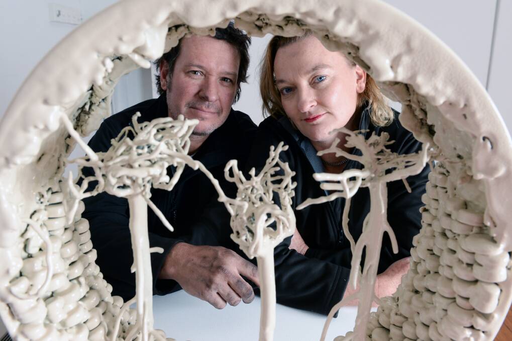 Julie Collins and Derek John at the launch of the Biennale of Australian Art last year.  Picture: Kate Healy.  
