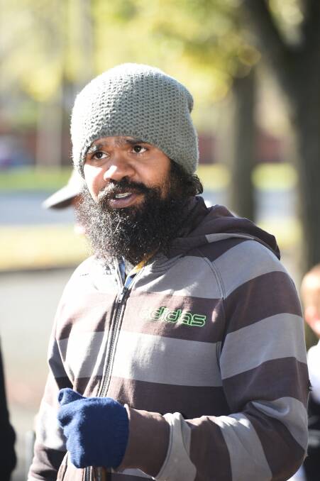 Going the distance: Clinton Pryor arrives in Ballarat after walking from Perth Picture: Kate Healy. 