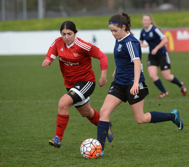 Creative: Strikers youngster Vanessa Yung was able to exploit the wide wings at Morshead Park.  Picture: Kate Healy.  