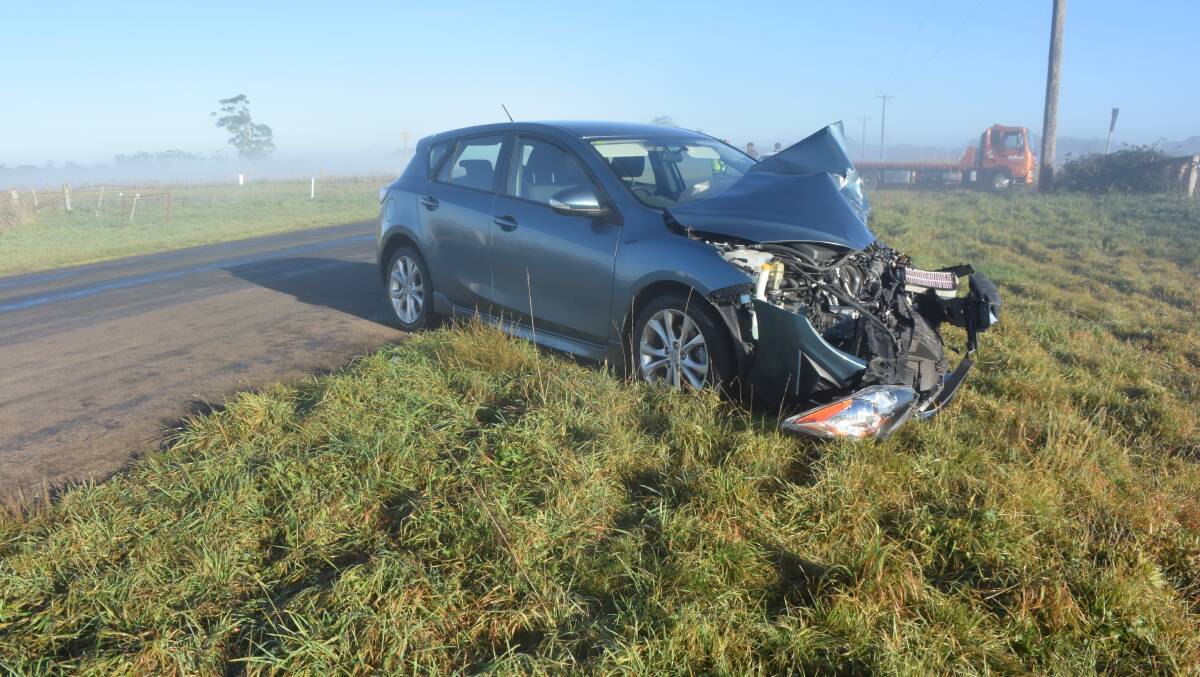 The Mazda involved in the crash at Bullarook.  Picture: Brendan Wrigley.   