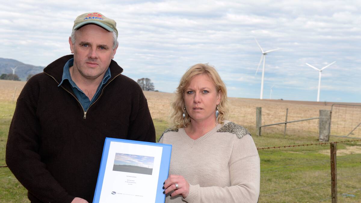 John Madigan stands with Waubra resident Samantha Stepnell following noise complaints from the Waubra Wind Farm in 2012.   