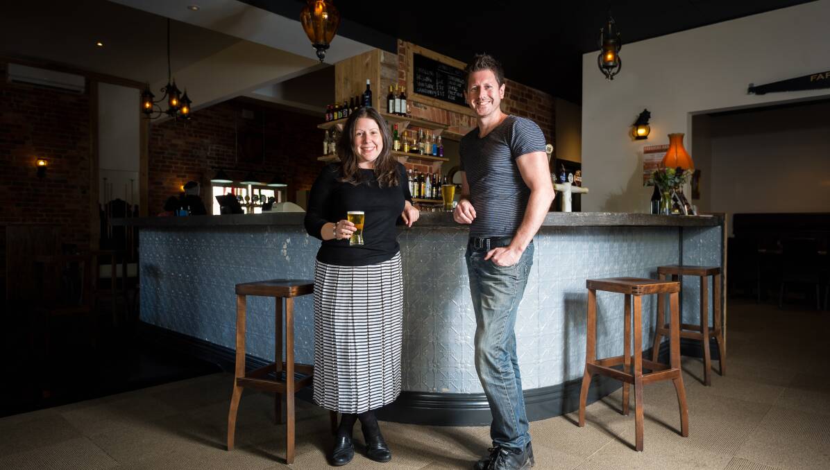 New look: Christine Molloy and Richard McKeown at the Farmers Arms Hotel in Creswick, which reopened two weeks ago.  Picture: Dylan Burns.