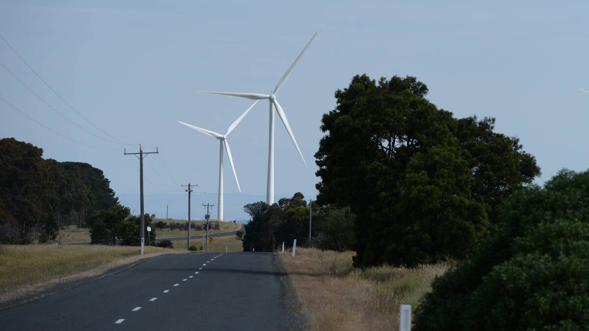 Mammoth: Mount Mercer is home to one of the region's biggest wind farms.  It's 64 turbines generate enough power for 73,000 households.  Picture: Kate Healy. 