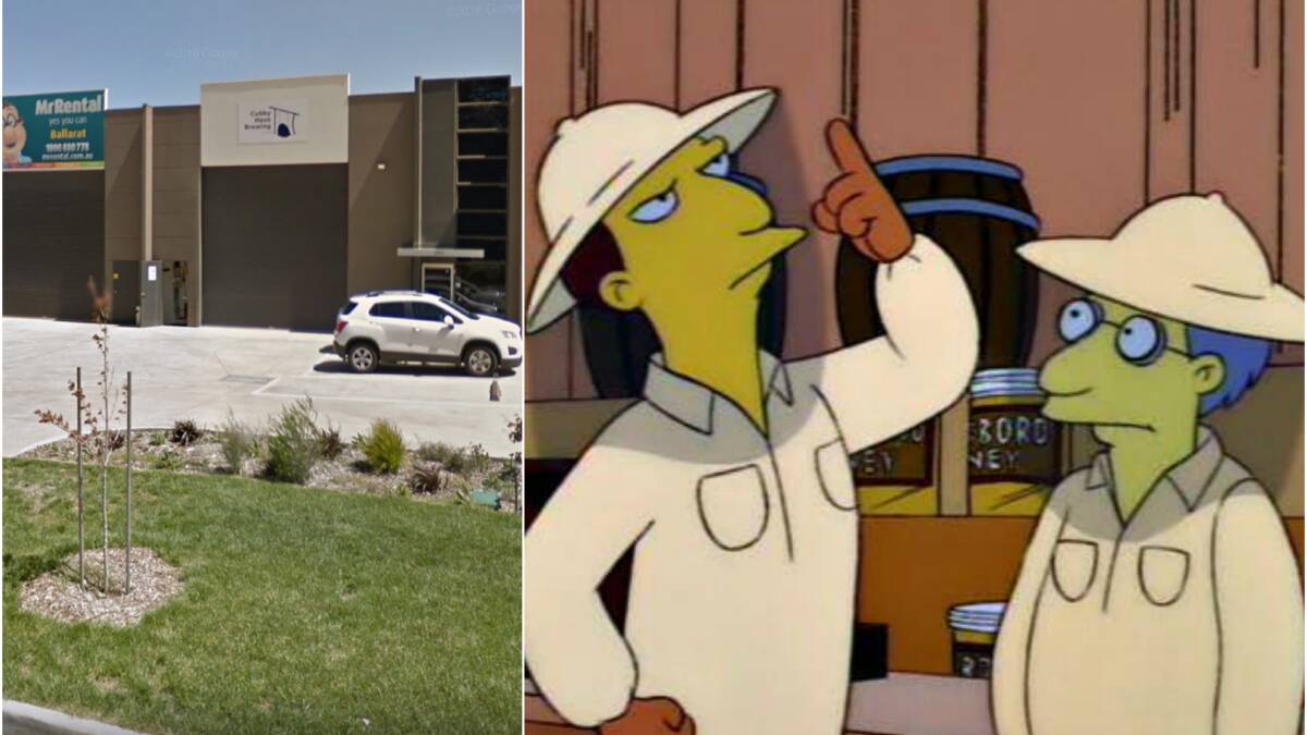 Cubby Haus Brewery (left) and a screenshot of The Simpsons (right). Picture: Fox