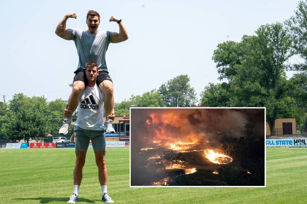 Fighting fires with fitness: Todd Sporton (bottom) and Josh Driscoll hope trainers and their clients will flock to the Eastern Oval for Fraternity Fitness.