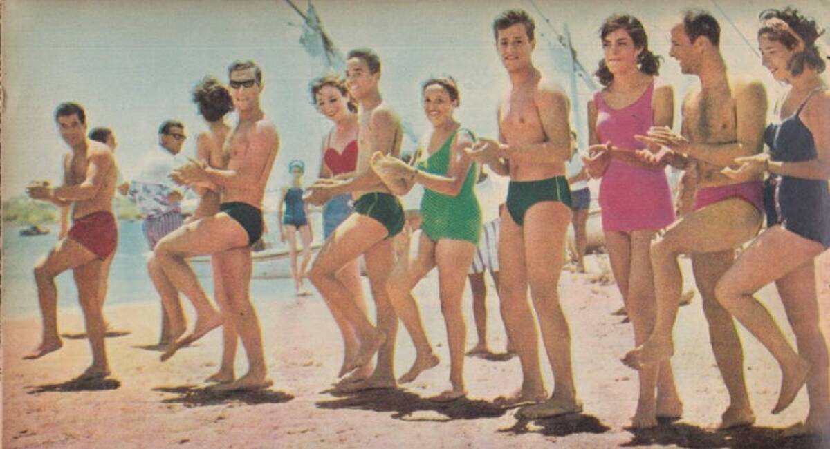 Dancing: a meeting of dancers on the beach in Alexandria in the 1960s.