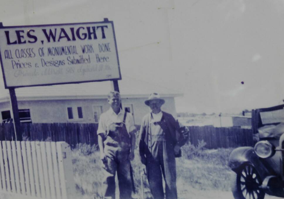 Early days: Les Waight Sr in his Howitt St yard in Wendouree, now demolished.