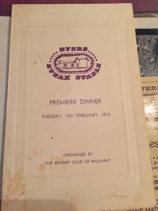 Opening night: the premiere dinner for Dyer's Steak Stable, February 1972.