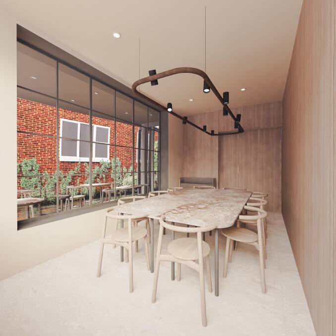 Unique dining in Ballarat: A render of the new restaurant space in Hotel Vera, created by Pitch Architecture + Design for the owners.