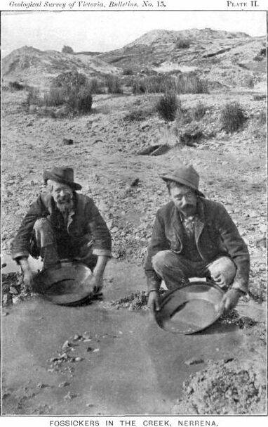 Buried treasures: two gold diggers in Nerrina in the late 1800s. Picture: Geological Survey of Victoria.