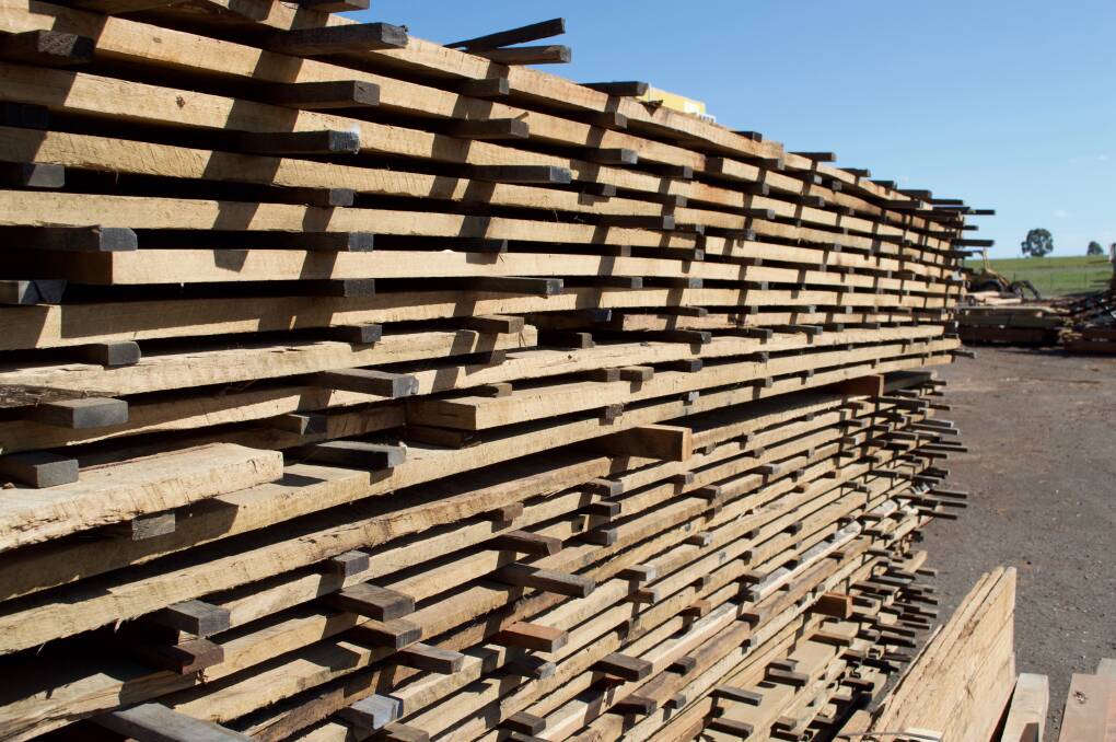 Ironbark, blue gum, sugar gum, stringybark: timbers stacked for drying at the Hull's Talbot sawmill. They are also kiln-dried. Picture: Caleb Cluff.