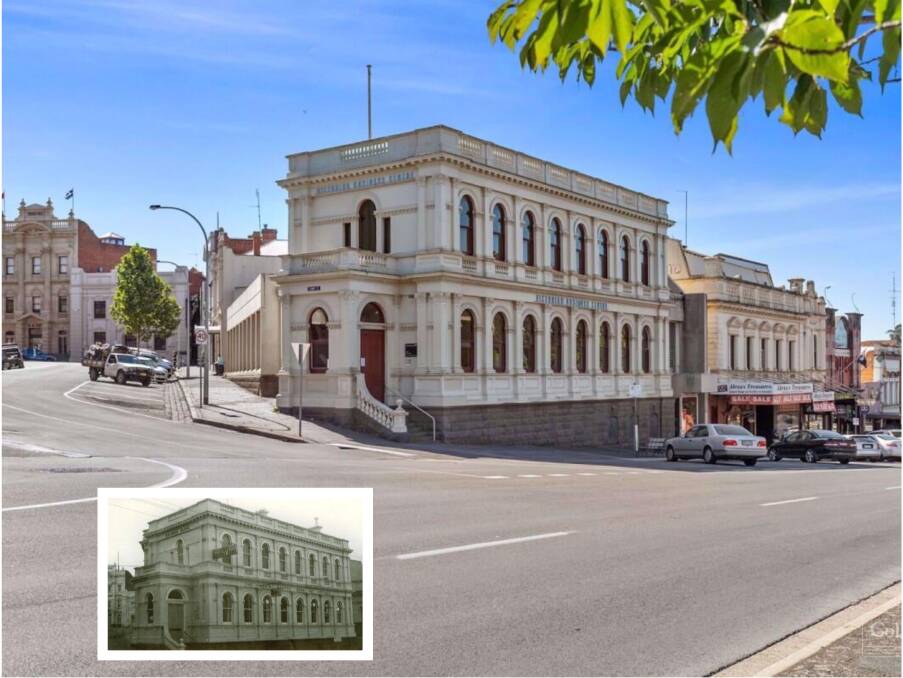 On the market: 48 Sturt Street will be sold by the state government in June. Inset is the building while it was the State Savings Bank. Main image: Colliers International.