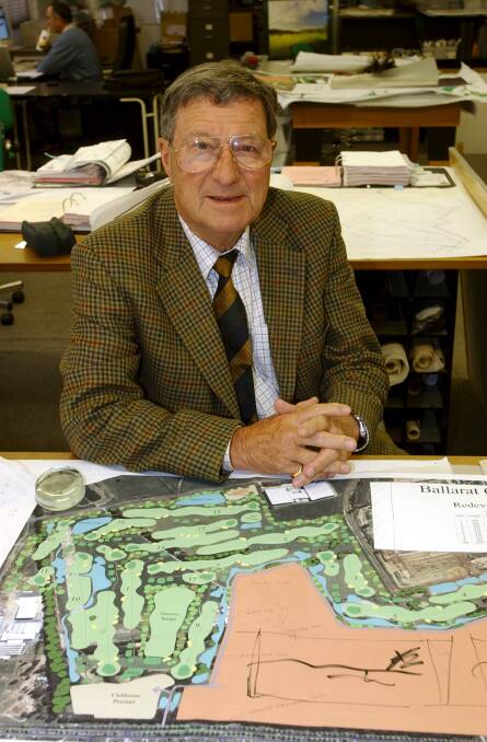 Legendary champion: the late Peter Thomson AO, CBE with the designs for Ballarat Golf Club's 2004-2009 redevelopment. 