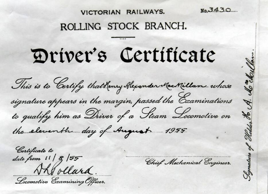Below: the steam driver's certificate was a vaunted qualification in the glory days of rail travel.