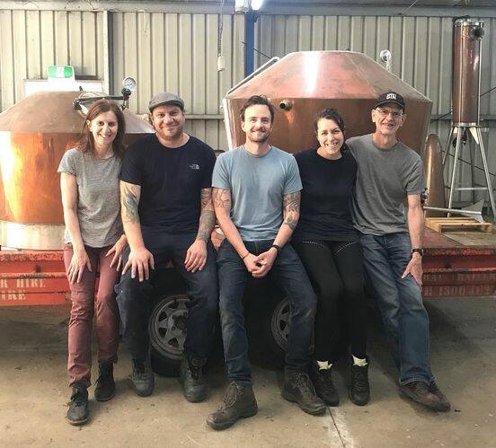 On the move: Left to right Rebecca Mathews, Jaimee Mathews, Charlie Crussell, Lisa Mathews, Chris Pratt of Kilderkin Distillery. Stage One of the Kilderkin development has been approved. Picture: supplied.