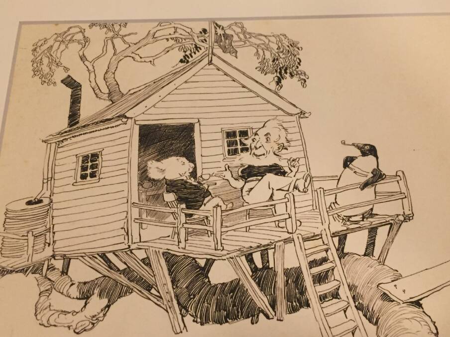 (Bottom) A child's dream: the treehouse to which the adventurers retire is a perfect example of Linday's understanding of children's wants. Picture: Caleb Cluff, courtesy Creswick Museum.