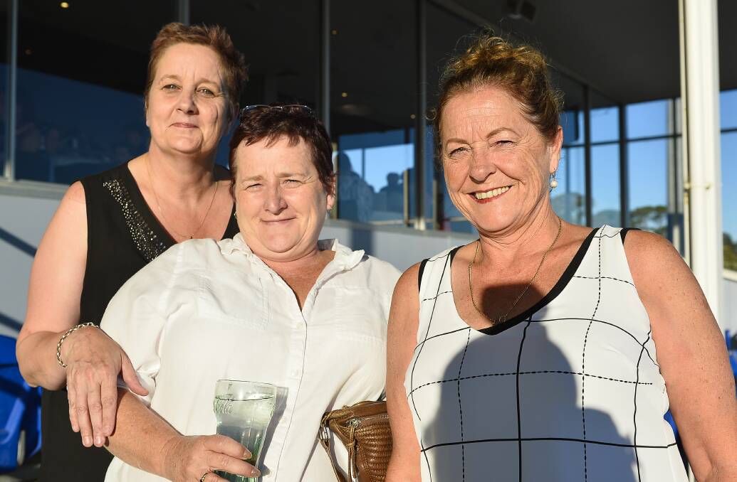 Mandy Woods, Donna Plant and Jeanette Whiting at the 2017 Ballarat Pacing Cup. Picture: Dylan Burns.