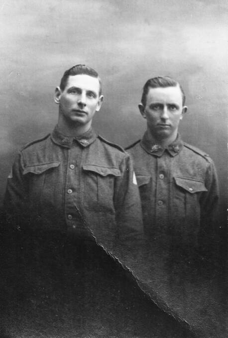 Mates: Samuel Gordon Spittle MM with his best mate Harry Holmes of the 18 Co. Service Corps in uniform early in the war. They both survived the conflict.