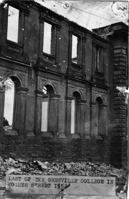 The last walls of Grenville College coming down. Picture: Ballarat Historical Society.