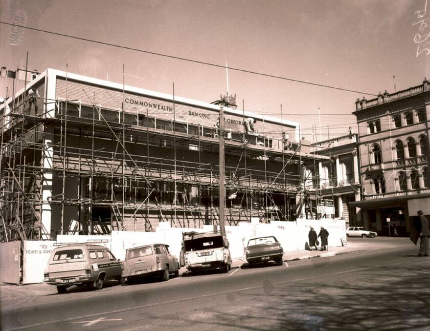 Happier days: the construction of the Sturt Street branch of the Commonwealth Bank in the mid-1960s, following the demolition of the London and Mutual Bank building.