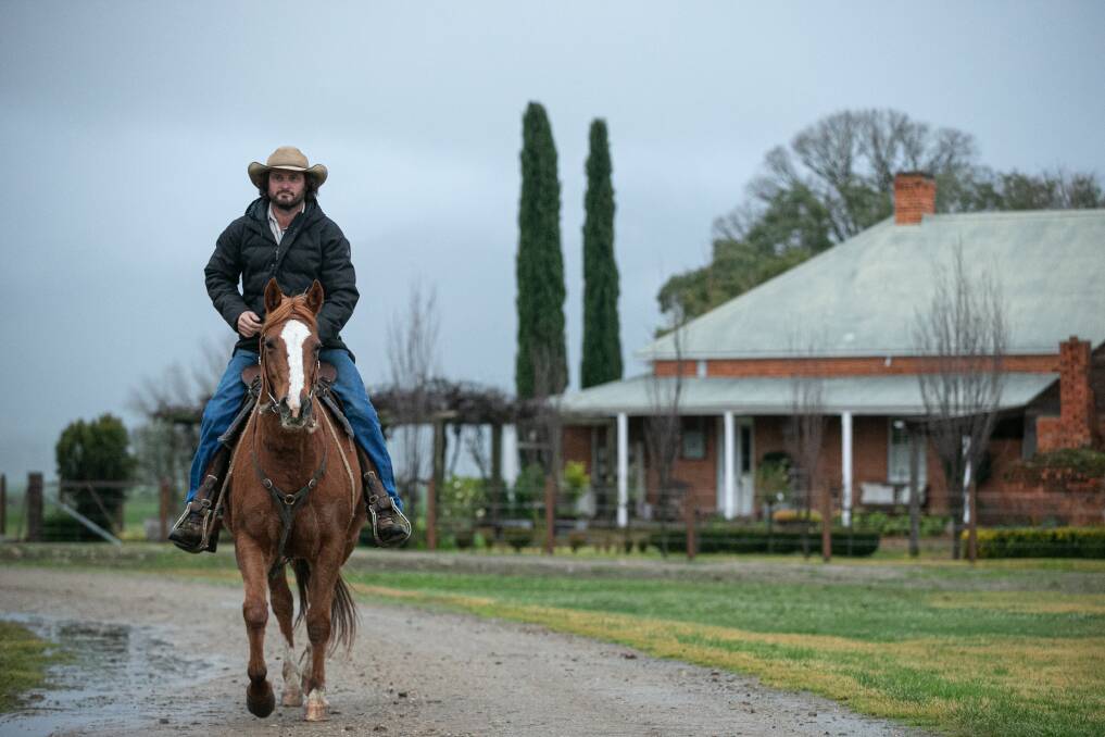 Recovery: Adam Wheeler on his horse, June 2020 Cudgewa, north-east Victoria. Picture: James Wiltshire. 