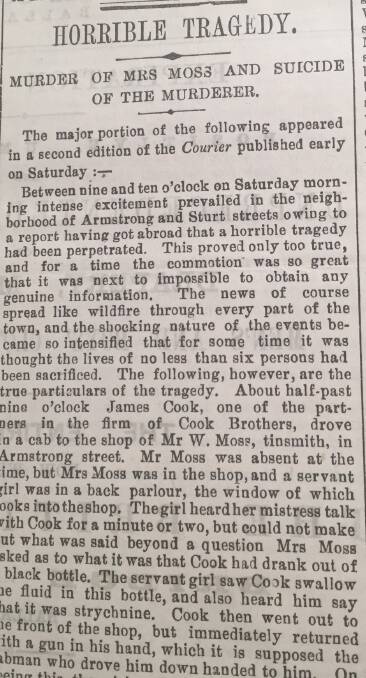 'Horrible tragedy': the murder-suicide in 1870 Catherine Moss and James Cook gripped Ballarat.