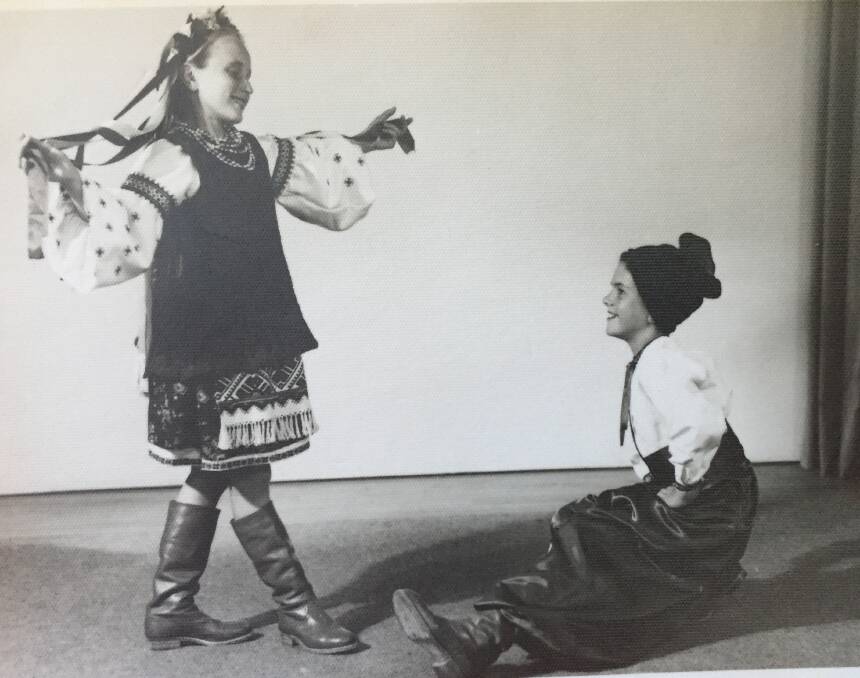 A young Vera Owczarenko with a partner dancing the hopak in Ballarat.