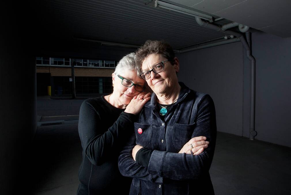 Ballarat couple: Edie Mayhew (R) is diagnosed with early onset Alzheimer's Disease and her partner and carer Anne Tudor are considering the first of its kind experimental drug trial on humans. Picture: Arsineh Houspian.