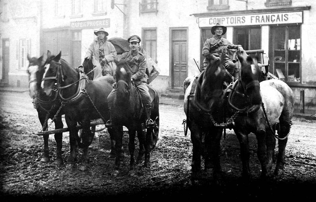 Somewhere in France, 1916: Harry Holmes, Cpl Ron Lockwood and Driver Gordon Spittle pull up in a wet village.