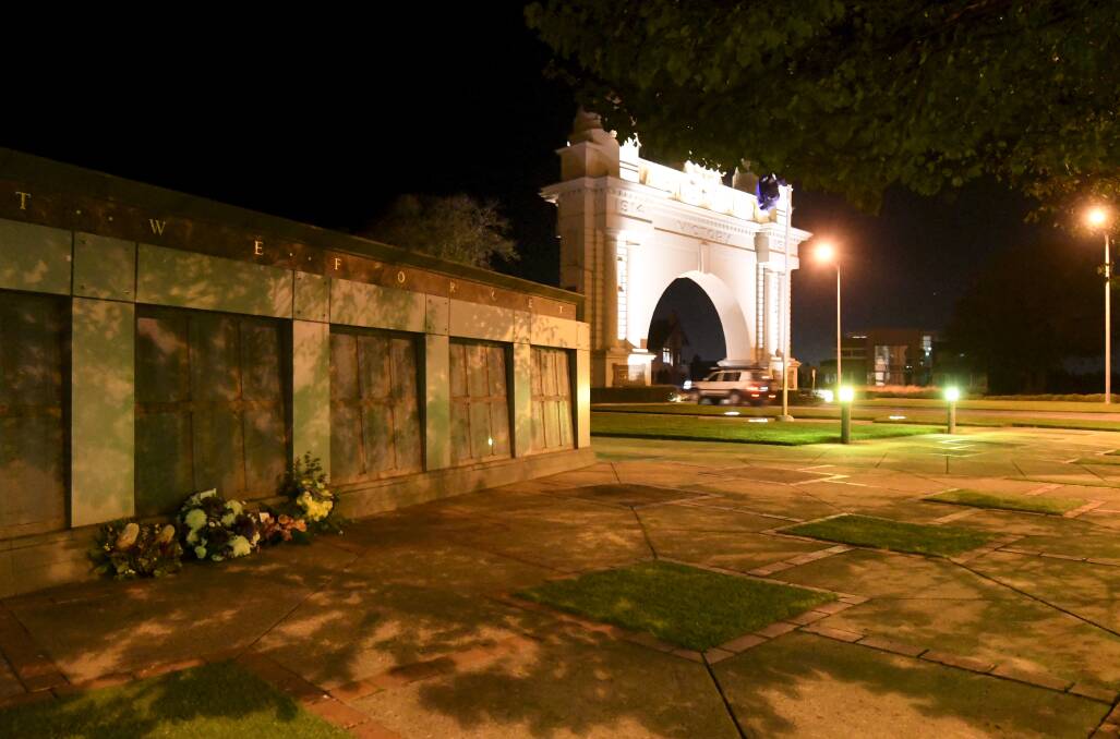 Remembered: the memorial wall alongside the Arch of Victory in Ballarat.
