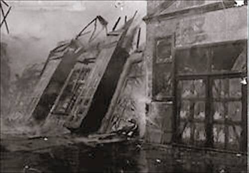 Collapsed: The building was burned to the ground. Photo: Archival.