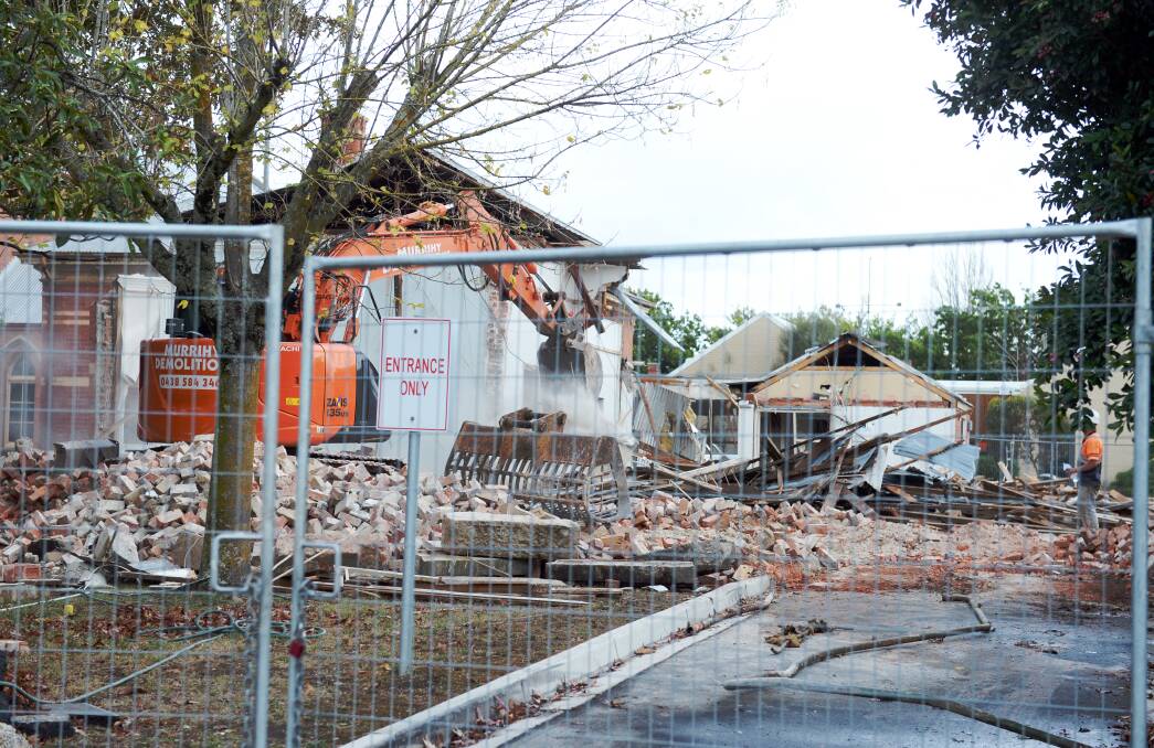 Demolition: 32 Pleasant Street South on Thursday. One interior has been retained. Picture: Kate Healy.