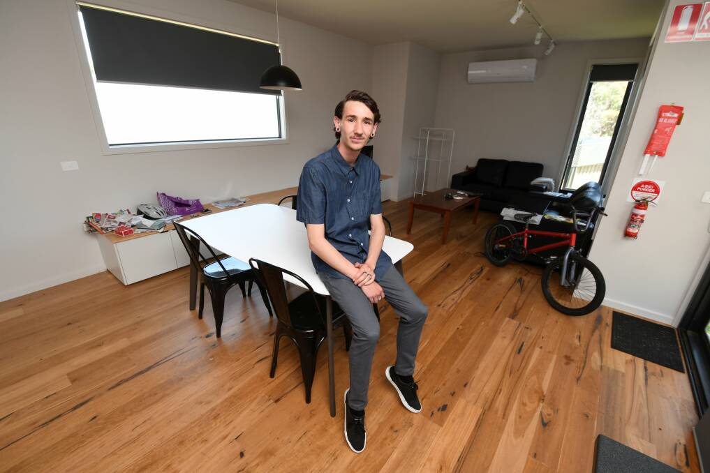 It's overwhelming: Adrian Fletcher, 20, says the opportunity to live in the new accommodation has changed his life. Picture: Lachlan Bence.