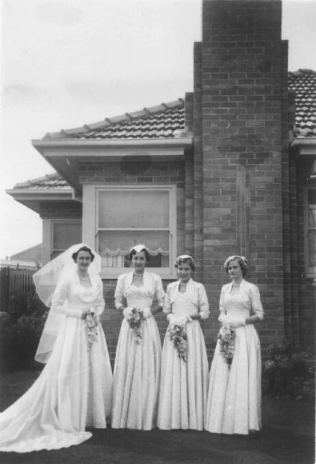 Post war: Unidentified bridal party outside a late 1940s home, Maryborough. Picture: Wal Richards Collection, Midland Historical Society.