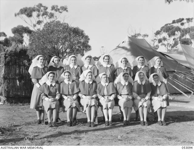 New Guinea: Nursing Sisters of the 2/1st Australian General Hospital in Port Moresby. Sister Suttie is seated at the extreme right. Picture: Australian War Memorial.