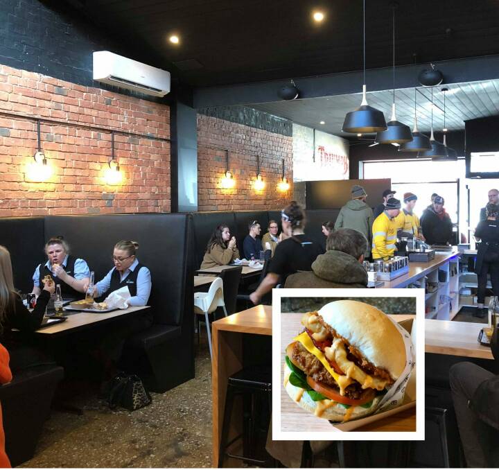 A big meal for a good cause: Griffin Burger will donate 90 per cent of the profits from its new 'Big Bryan' burger (inset) to the Poulter family until Sunday. Picture: Griffin Burger.
