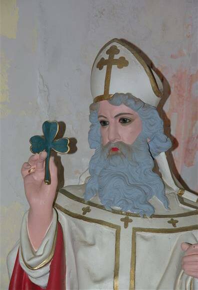 Many names: St Patrick, here represented in the Koroit Catholic church, was actually born in England under another name. He became a Christian while a slave.
