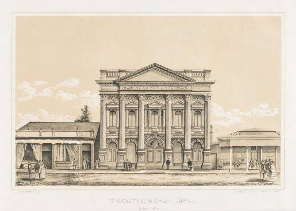 First plans: The magnificent facade of the Theatre Royal in 1858. It was later remodelled in the 1870s to house shops for income.