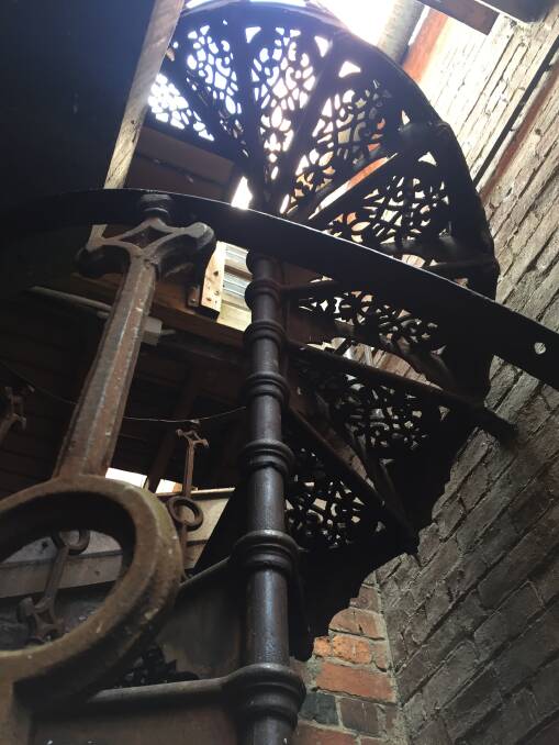 Left - last remains: a spiral staircase at the rear of what was once the Theatre Royal.