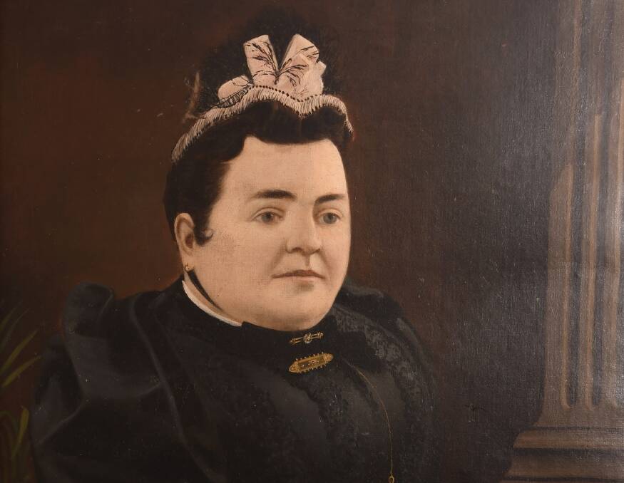 Identified: Jan Rehfisch had this portrait in her home for over 50 years but never knew the sitter's first name. It's a picture of Mary Jane Dunn, wife of four-time Ballarat East mayor and member of the Legislative Assembly John Nankiville Dunn. Picture: Lachlan Bence.
